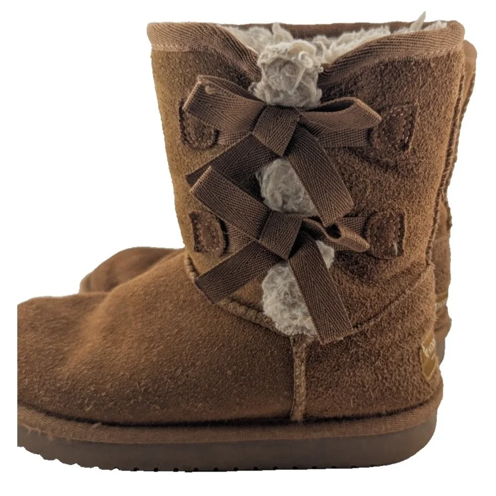 Koolaburra by UGG Girls Brown Bow Mid-Calf Winter Boots Fur Lined 13
